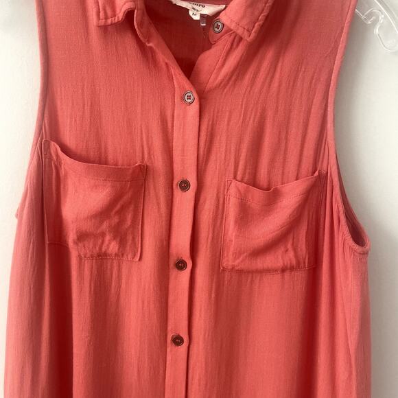 Entro Orange Cotton Blend Sleeveless Dress Sz M - Picture 2 of 6